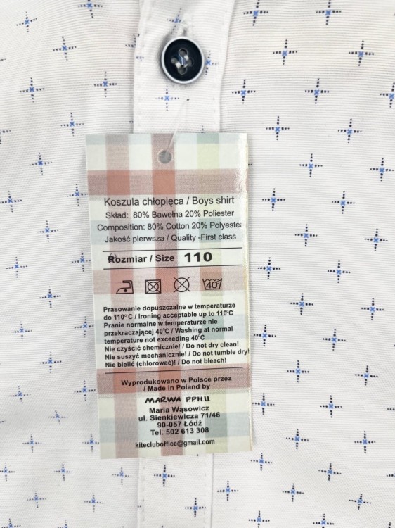 Koszula chłopięca biała wzorek