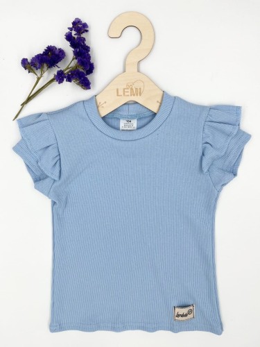 T-shirt dziewczęcy prążek Lambda