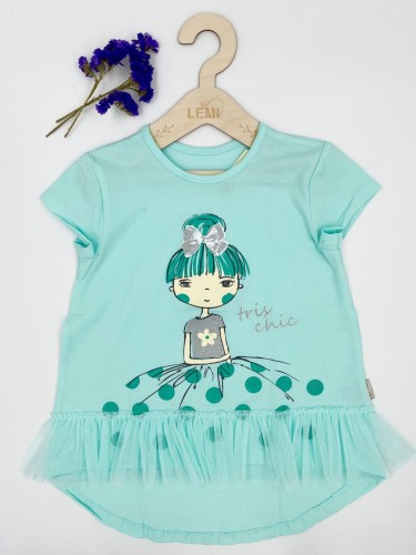 T-shirt dziewczęcy z dłuższym tyłem Chrisma