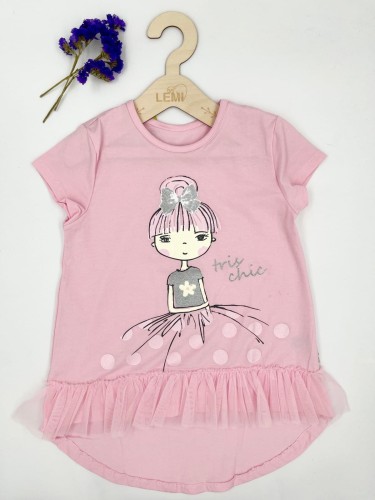 T-shirt dziewczęcy z dłuższym tyłem Chrisma