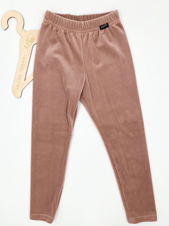 Legginsy dziewczęce welur prążek Lambda