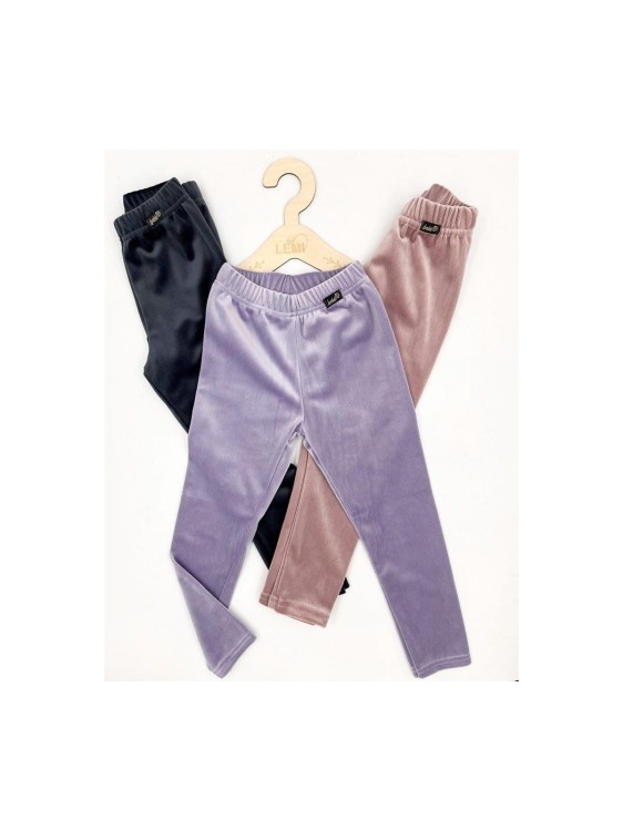 Legginsy dziewczęce welur prążek Lambda