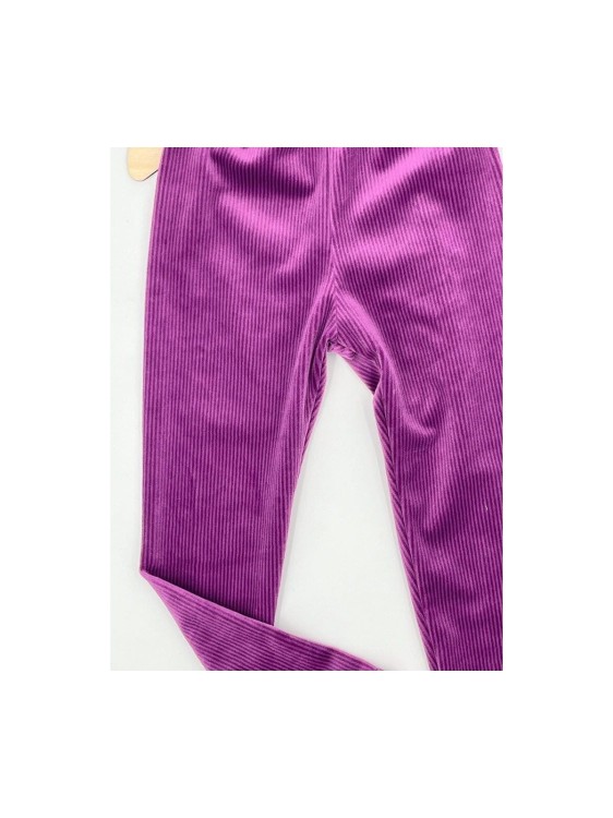 Legginsy dziewczęce welur prążek Lambda