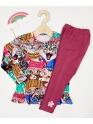 Bluzka dziewczęca z falbanką KOT AIPI