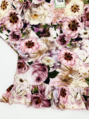 Bluzka dziewczęca z falbanką KWIATY AIPI