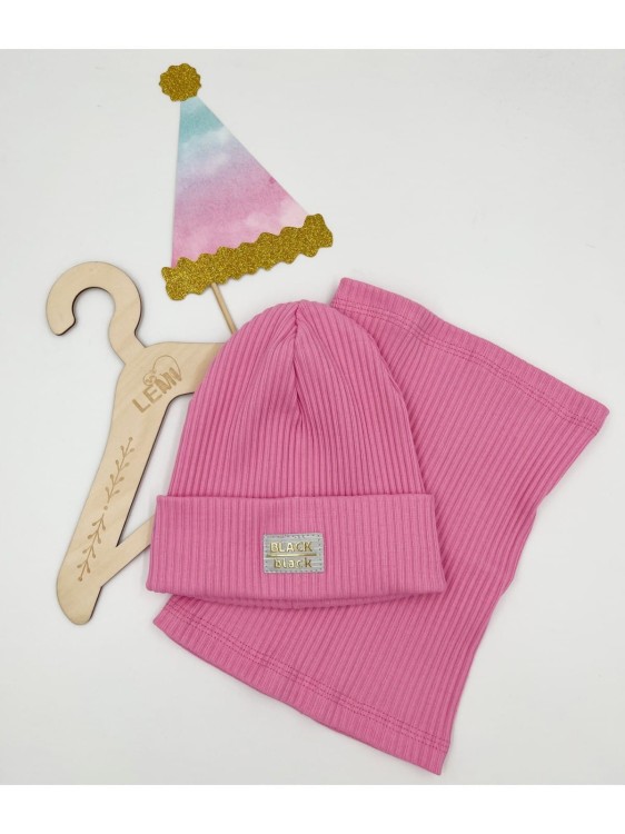 Komplet czapka plus komin szeroki prążek