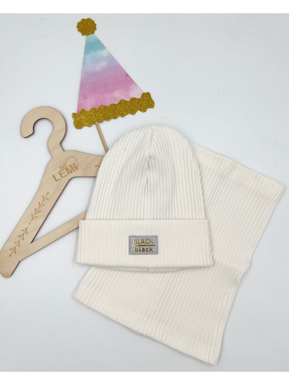 Komplet czapka plus komin szeroki prążek