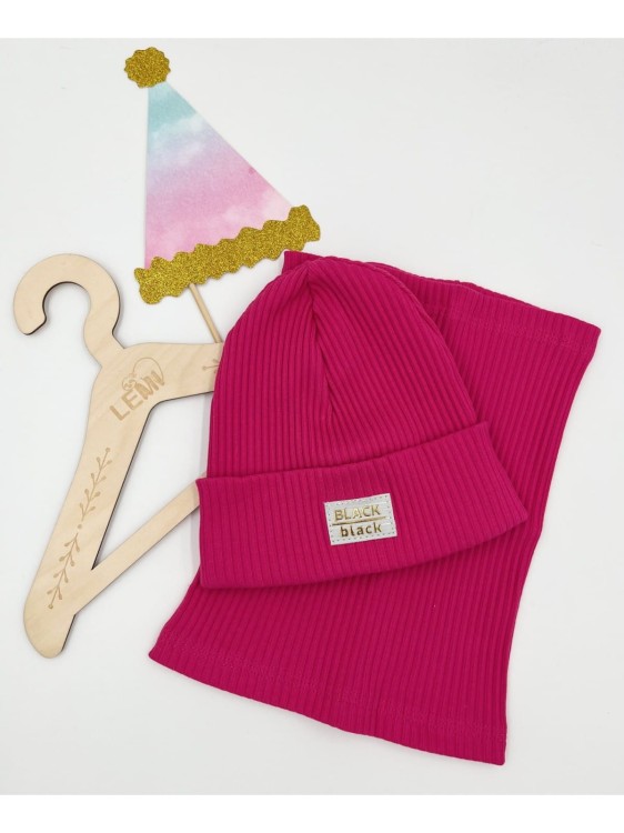 Komplet czapka plus komin szeroki prążek