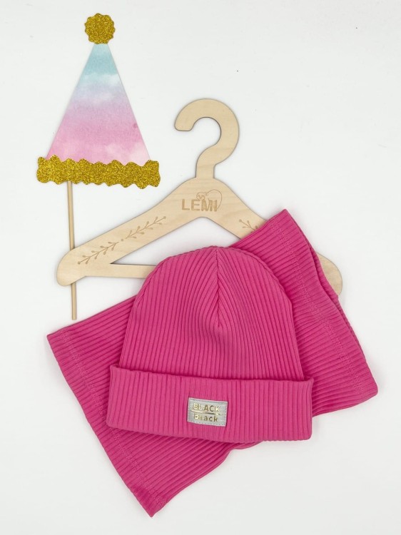 Komplet czapka plus komin szeroki prążek