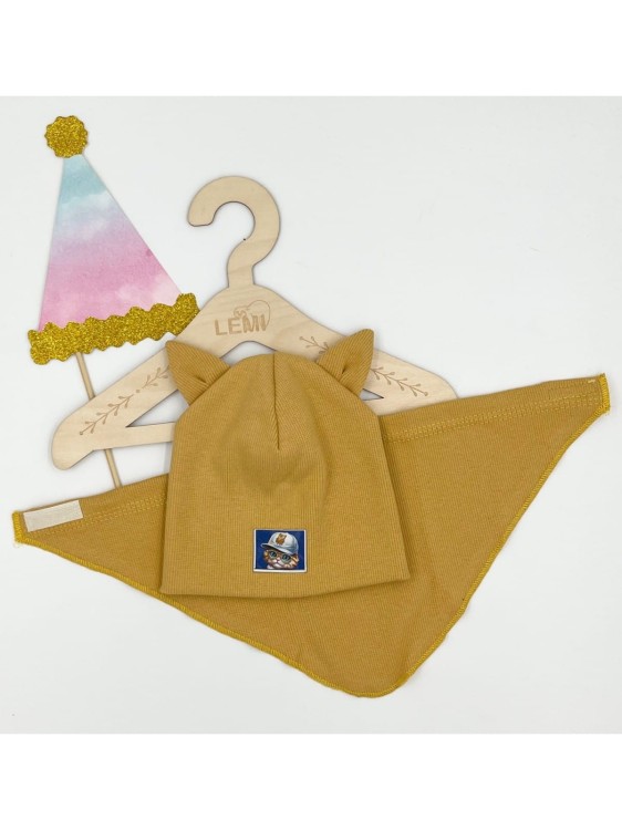 Komplet czapka plus chusta prążek KOT