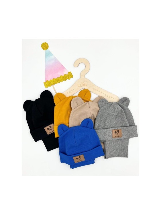 Komplet czapka plus komin prążek USZKI TK