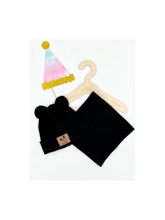 Komplet czapka plus komin prążek USZKI TK