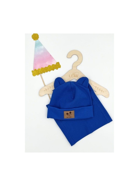 Komplet czapka plus komin prążek USZKI TK