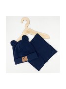 Komplet czapka plus komin prążek USZKI TK