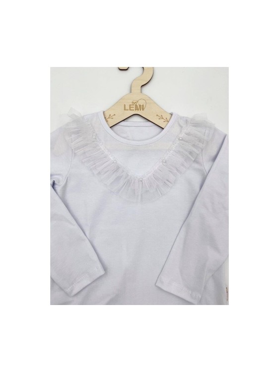 Bluzka dziewczęca biała PEREŁKI AIPI