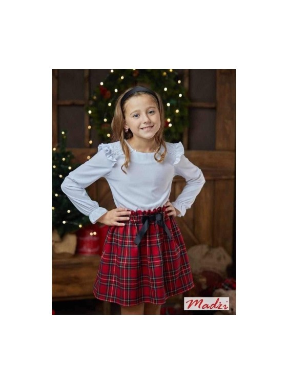 Spódnica dziewczęca w kratkę czerwona świąteczna Madżi