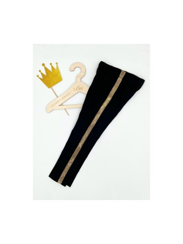 Legginsy dziewczęce ze złotym lampasem AIPI