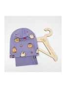 Komplet bawełniany czapka plus komin Pusheen  świeci w ciemnościPanPan 3-7 lat