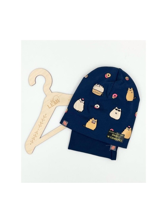 Komplet bawełniany czapka plus komin Pusheen  świeci w ciemnościPanPan 3-7 lat