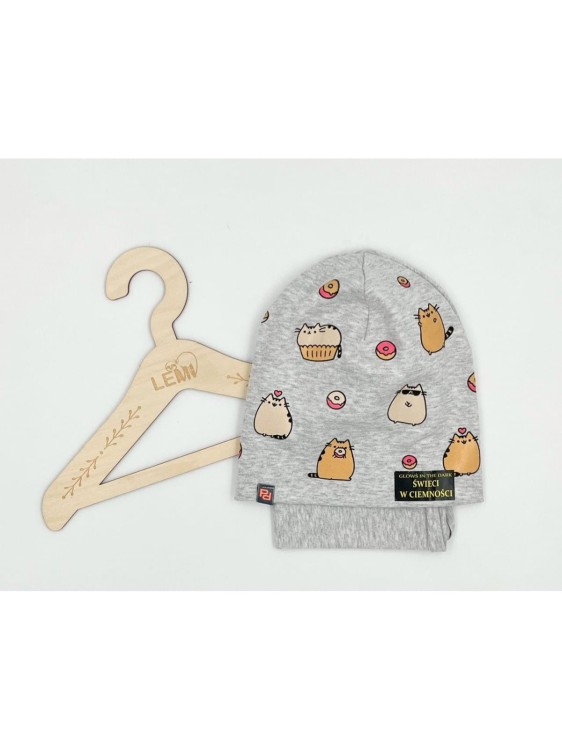 Komplet bawełniany czapka plus komin Pusheen  świeci w ciemnościPanPan 3-7 lat