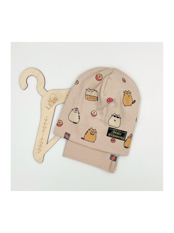 Komplet bawełniany czapka plus komin Pusheen  świeci w ciemnościPanPan 3-7 lat