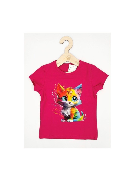 T-shirt dziewczęcy NEON KOT