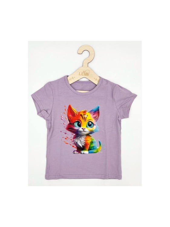 T-shirt dziewczęcy NEON KOT