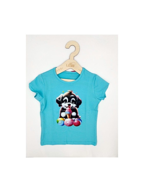 T-shirt dziewczęcy PIES NEON II