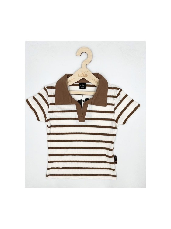 T-shirt dziewczęcy polo prążek Lidmar