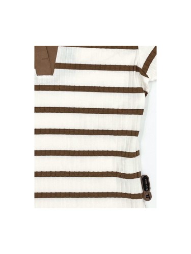 T-shirt dziewczęcy polo prążek Lidmar