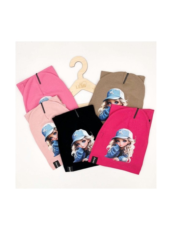 Komplet dziewczęcy  czapka plus komin bawełna DZIEWCZYNKA 4-14 lat