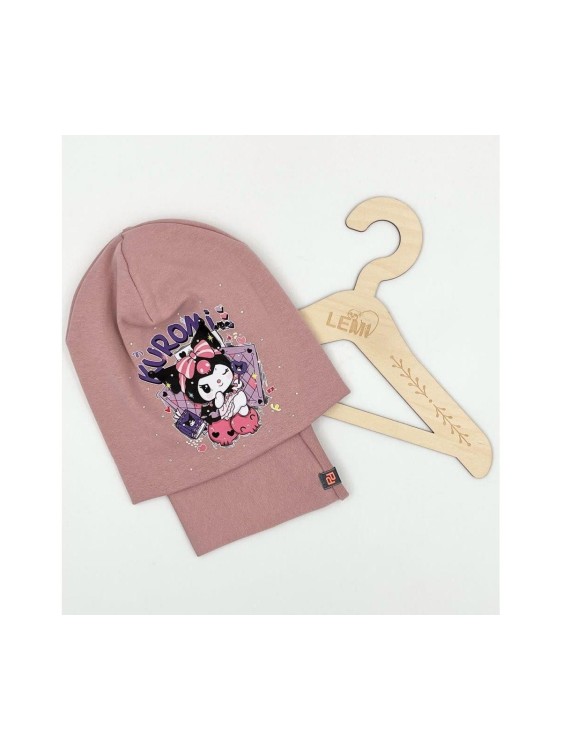 Komplet dziewczęcy bawełna czapka plus komin KUROMI 3-7 lat