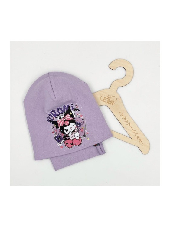 Komplet dziewczęcy bawełna czapka plus komin KUROMI 3-7 lat