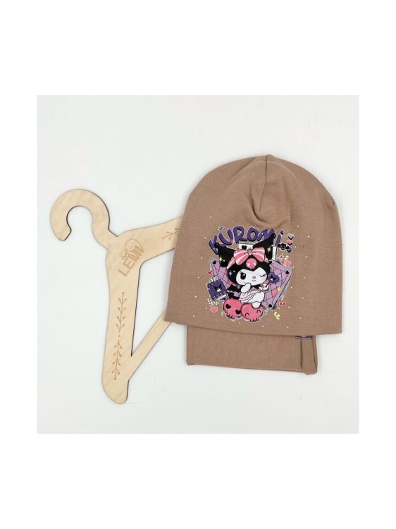 Komplet dziewczęcy bawełna czapka plus komin KUROMI 3-7 lat