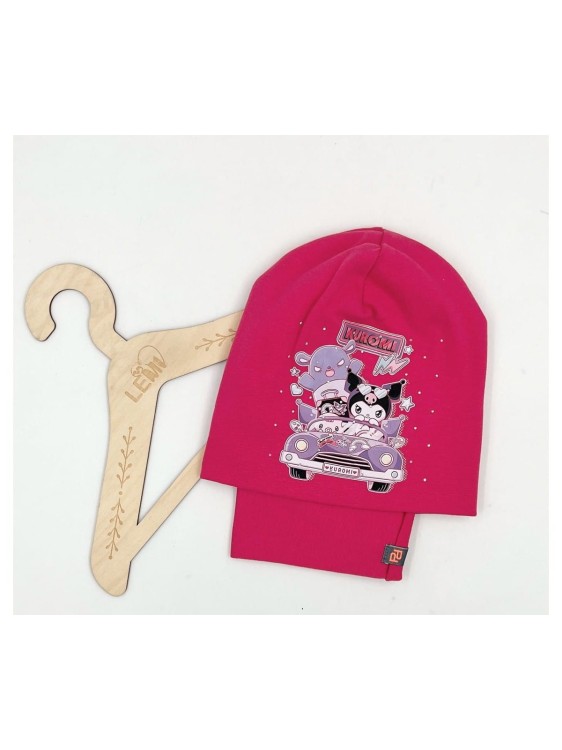 Komplet dziewczęcy bawełna czapka plus komin KUROMI 3-7 lat