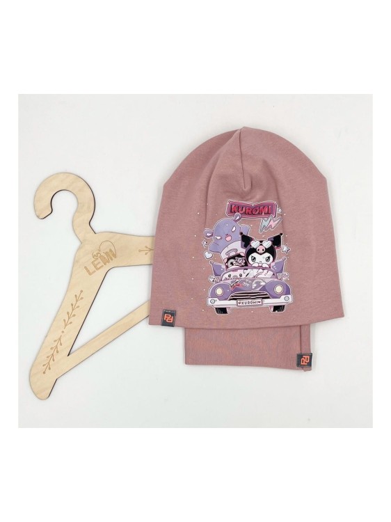 Komplet dziewczęcy bawełna czapka plus komin KUROMI 3-7 lat