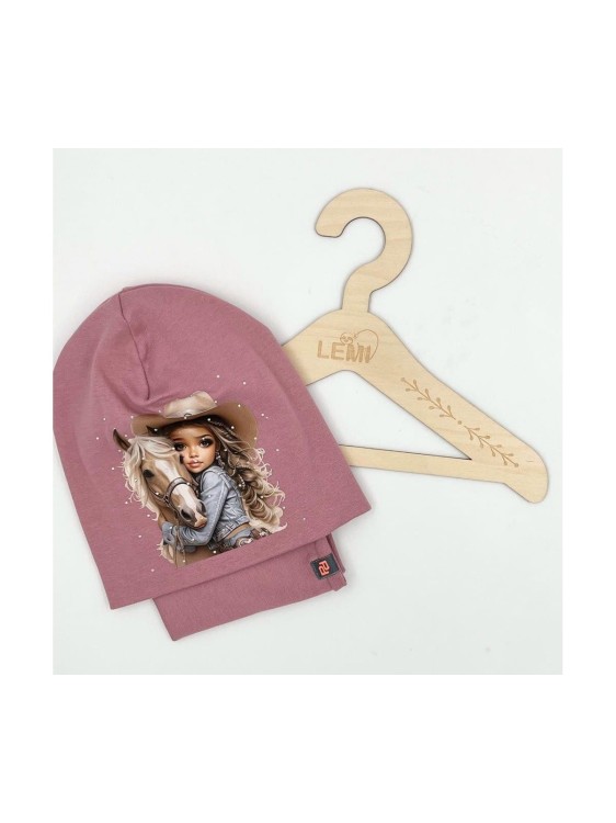 Komplet dziewczęcy czapka plus komin na POLARZE KOŃ 3-7 lat PanPan