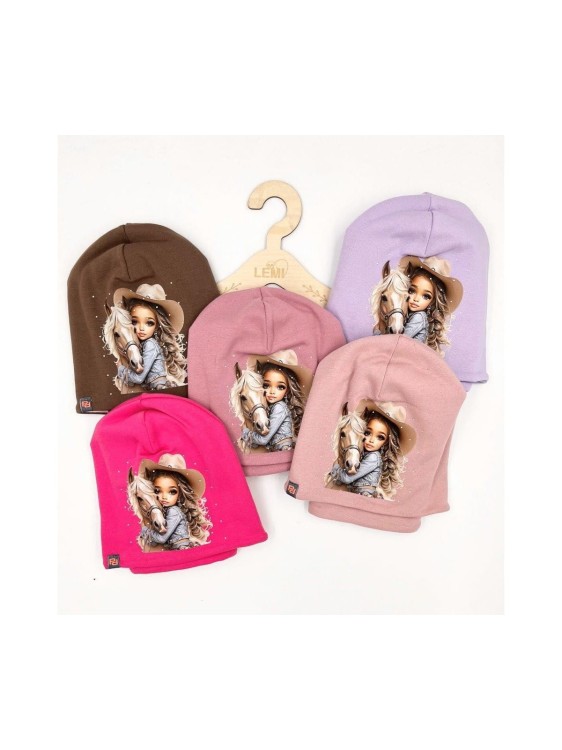 Komplet dziewczęcy czapka plus komin na POLARZE KOŃ 3-7 lat PanPan