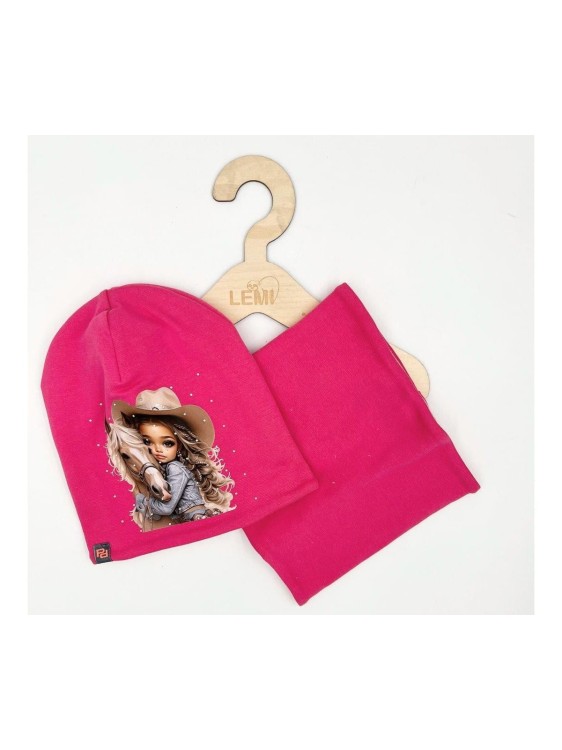 Komplet dziewczęcy czapka plus komin na POLARZE KOŃ 3-7 lat PanPan