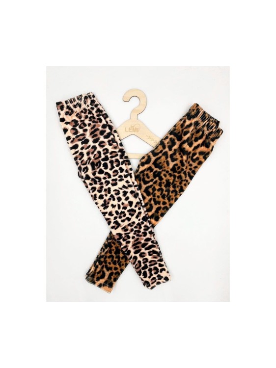 Legginsy dziewczęce welur panterka Lambda