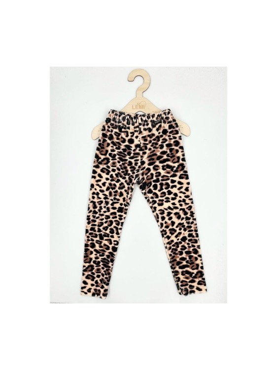 Legginsy dziewczęce welur panterka Lambda