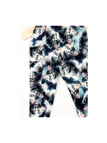 Legginsy dziewczęce ocieplane meszkiem w koty Dresmoda