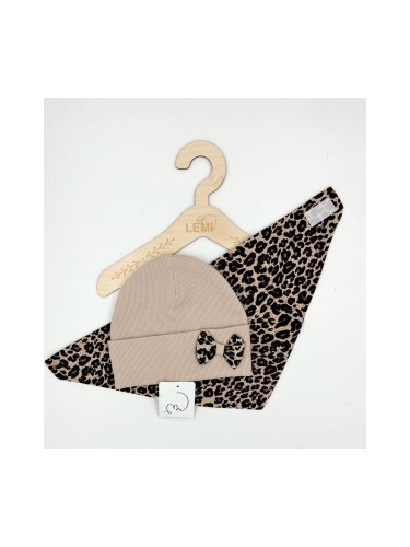 Komplet dziewczęcy czapka plus chusta panterka