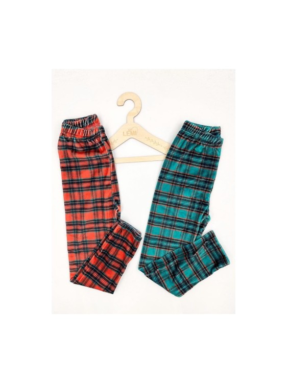 Legginsy dziewczęce welur kratka Milbo