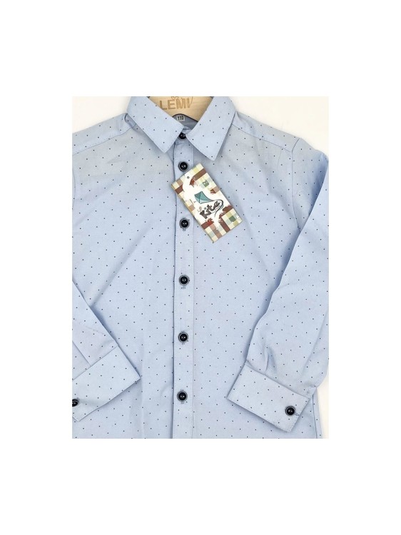Koszula chłopięca z kołnierzykiem bawełna Marwa błękit wzorek