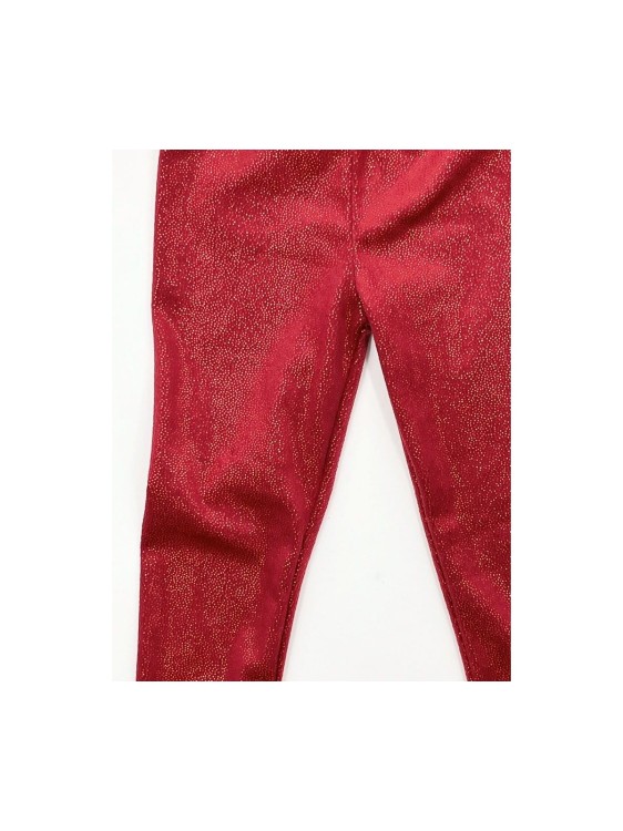 Legginsy dziewczęce welur błyszczący czerwone Dresmoda