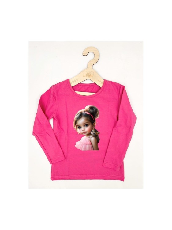 Bluzka dziewczęca bawełna długi rękaw KOTEK Milbo