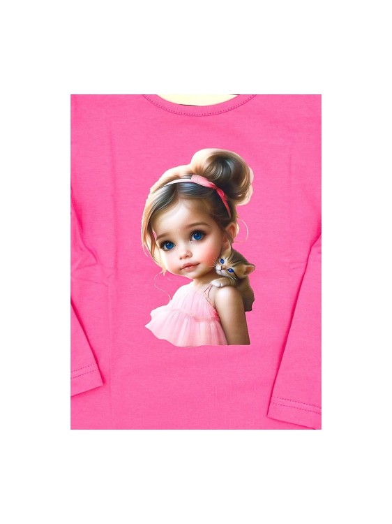 Bluzka dziewczęca bawełna długi rękaw KOTEK Milbo