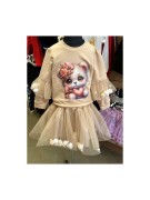 Komplet dziewczęcy bluza i spódniczka tiul kulki Mała Lady