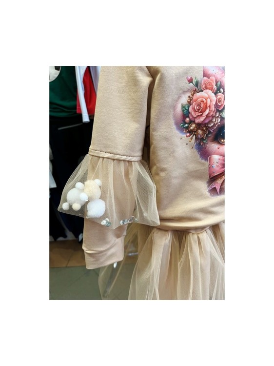 Komplet dziewczęcy bluza i spódniczka tiul kulki Mała Lady